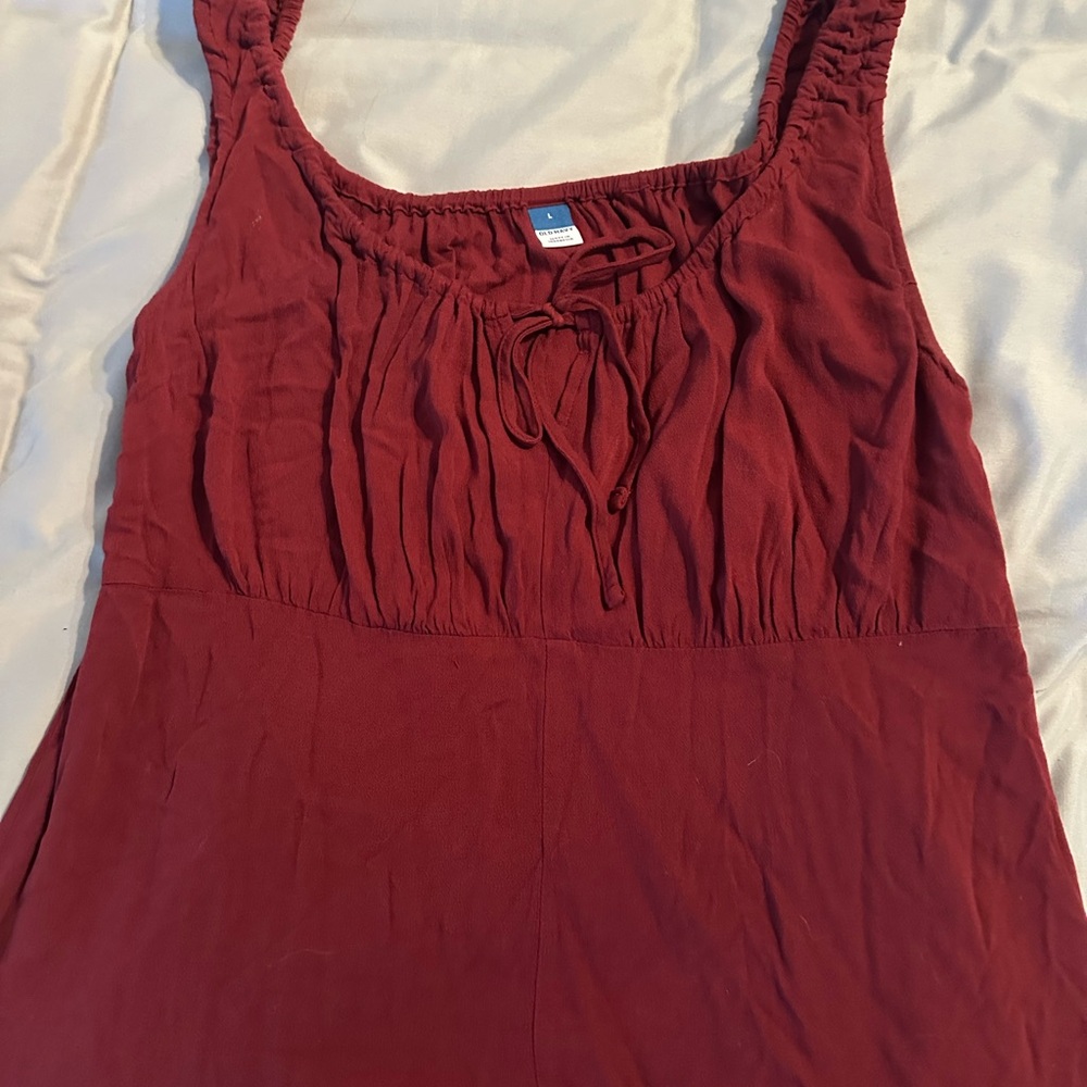 Old Navy Red Ruched Tie Front Tank Top